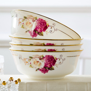 景德镇金边餐具套装的碗6寸面碗面条碗汤面碗家用日式骨瓷陶瓷碗