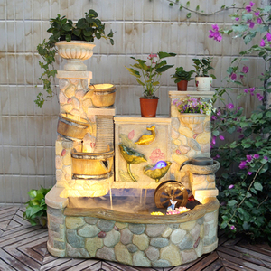 假山流水喷泉鱼池花园庭院家庭装饰品户外阳台景观鱼缸招财风水轮