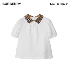 现货 BURBERRY童装 夏季新款 格纹衣领棉质女童Polo衫 欧洲直采