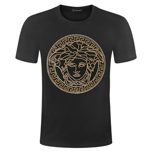 versace/范思哲t恤男装短袖美杜莎丝光棉烫钻圆领瓦萨其休闲上衣
