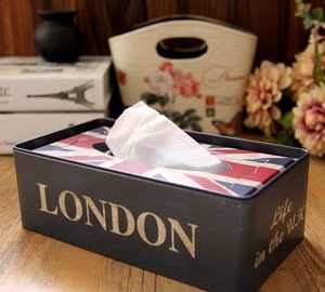 英伦复古创意铁皮纸巾盒米字旗抽纸盒工业风个性简约家居餐巾纸盒