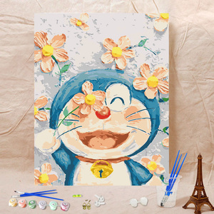数字油画diy油彩画水彩填色治愈手工画多啦a梦涂色填充装饰画