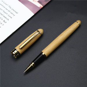 竹杆签字笔 金属芯宝珠笔 学生中性水笔 可更换笔芯 环保礼品