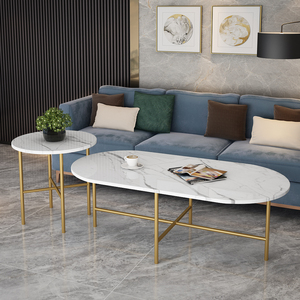 北欧大理石面茶几网红简约风小户型客厅后现代经济创意轻奢椭圆形
