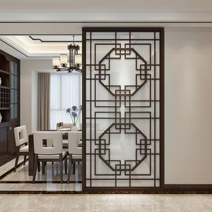 新中式古典实木屏风隔断客厅入户酒店办公室镂空玄关落地门口座屏