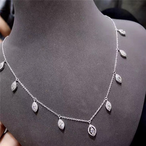 新品美货奢侈品18K白金镶嵌珠宝首饰1.23克拉钻石满天星女士项链