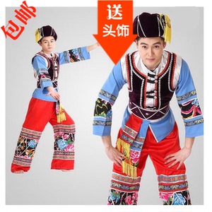 新款少数民族苗族演出服装侗族舞台表演服饰土家族服广场舞蹈男装