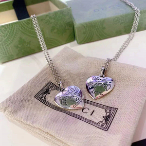 22新款代购gucci古驰项链古奇爱无畏爱心型bing  forlove情侣纯银