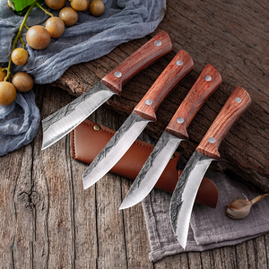 锻打不锈钢红檀木柄水果刀手把肉专用刀烤肉刀带刀鞘户外野餐小刀