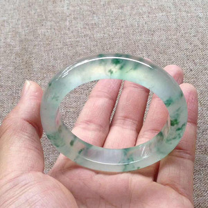 七彩翡翠云南缅甸玉天然a货翡翠高冰种飘花正圈玉手镯3-3.24-53.