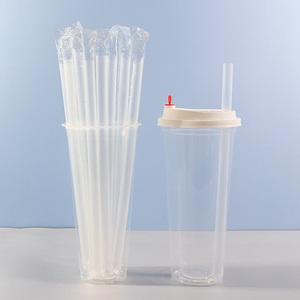 一次性粗吸管商用100支单独包装可降解PP塑料透明珍珠奶茶大吸管