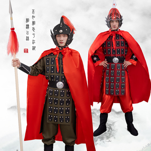 秦汉古代成人戏剧盔甲服装演出服男女将军古装铠甲士兵表演服套装