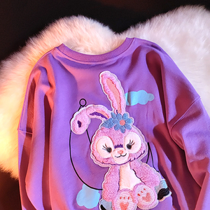 smat卡通动漫星黛露兔子紫色卫衣女春秋2021新款oversize无帽薄款