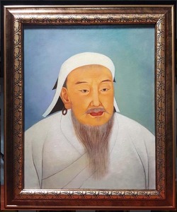 成吉思汗油画 手工绘制 装饰画 客厅肖像画 定制尺寸