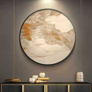 新中式抽象玄关挂画沙发背景墙画走廊壁画现代简约客厅装饰画圆形
