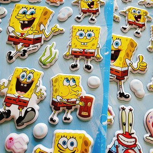 海绵宝宝儿童贴纸派大星卡通人物贴画幼儿园动物奖励3d立体泡泡贴