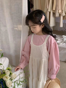 女童春装2024新款套装裙儿童洋气韩版宝宝打底衫吊带公主裙两件套