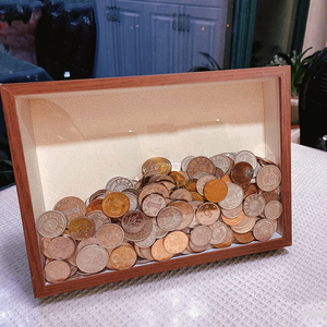 硬币展示相框纪念钱钞币收纳盒创意徽章啤酒盖diy手工礼物摆台