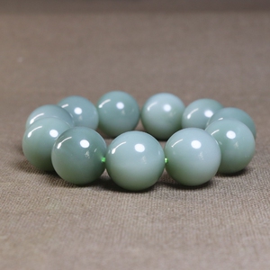 一石一木和田玉碧玉料瓷蓝细料大颗粒圆珠20mm玉手串男款玉手钏