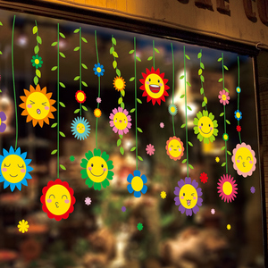 卡通可爱玻璃橱窗贴纸小图案窗户贴画环创吊饰门贴幼儿园装饰墙贴