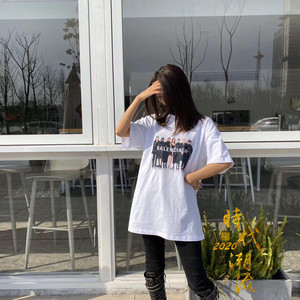 balenciaga/巴黎世家 20ss 胸前人像乐队图案印花圆领短袖男t恤女