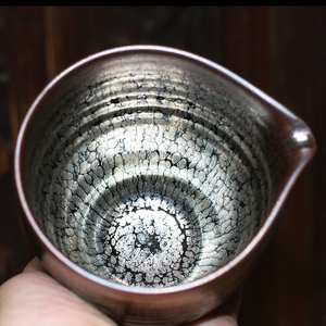 建阳建盏范华有范氏兄弟建盏 纯手工原矿釉满天星油滴螺旋公道杯