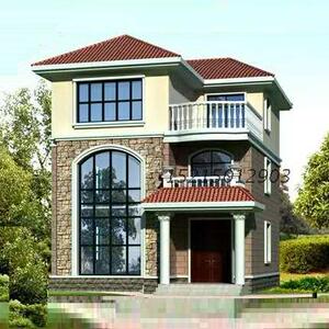 别墅设计图纸三层半双拼