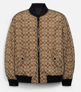 美国代购coach/蔻驰 男士时尚黑色/棕色c双面棒球夹克 美国直邮