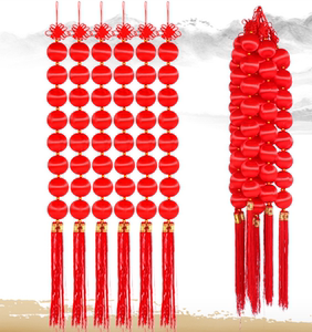 新年春节结婚乔迁装饰用品挂件 大红色丝光球小灯笼球串辣椒挂饰