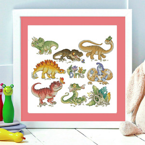 法国dmc十字绣套件 客厅卧室 精准印花卡通动物 萌萌的小恐龙