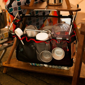 户外野营便携收纳网架野餐桌置物架烧烤工具包厨房架储物网袋-s号