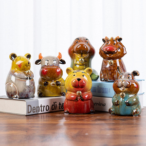 陶瓷储蓄罐十二生肖动物创意可爱儿童桌面客厅电视柜家居饰品摆件