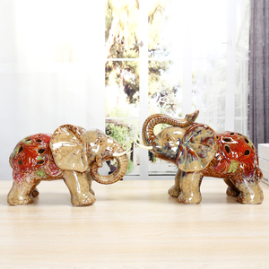 陶瓷大象摆件一对家居饰品装饰创意客厅电视柜玄关开业镇宅风水象