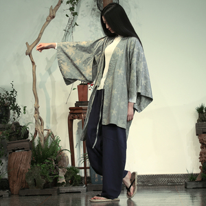 古石后原创布衣 棉麻高密色织绣花改良汉服女 中国风飘逸广袖华服