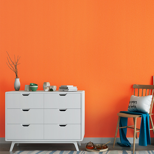 爱马仕橙色橘红色北欧ins风格墙纸纯色橘色电视背景墙壁纸卧室