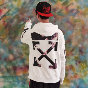 代购 off white 宗教圣母天使ow油画男女连帽卫衣拉链开衫外套冬