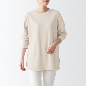 无印良品 muji 女式 双罗纹编织 长款长袖t恤