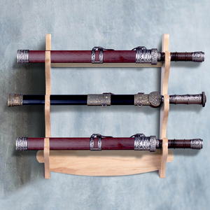 剑托剑架挂墙实木笛子架武士刀剑架兵器龙泉剑架壁挂三层兵器架子
