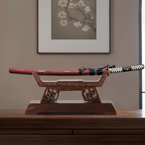 实木剑架剑托鸡翅木装饰刀架刀托客厅玄关摆件底座武士刀架装饰架