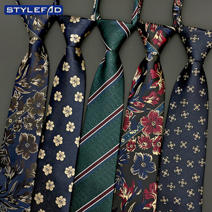 免打结领带男正装商务韩版花纹上班工作日常穿搭新郎拉链领带宽版