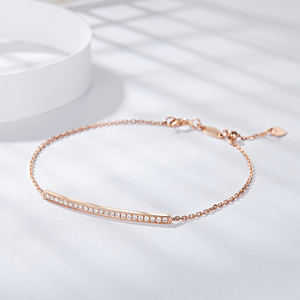 莱福 18k玫瑰金钻石手链女 微笑彩金手饰手链ins小众设计黄金750