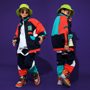 儿童街舞服装男童嘻哈套装中大童韩版hiphop服装潮牌童装洋气潮流