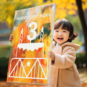 儿童生日涂鸦画板可撕234周岁宝宝diy生日快乐数字油画填色油彩画