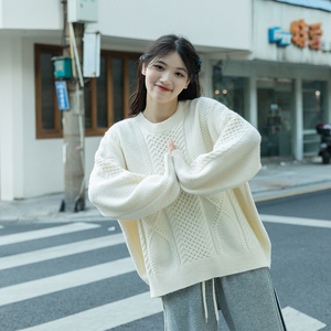 白色毛衣女秋冬宽松慵懒风日系复古学生温柔内搭外穿冬季软糯加厚