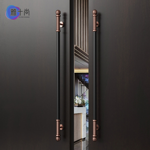实木铝合金黑胡桃轻奢拉手定制商铺简约推拉双开门玻璃门大门把手