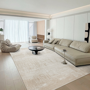 极简素色羊毛地毯客厅米色现代高级轻奢风茶几毯房间卧室地垫混纺