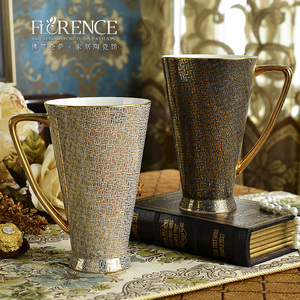 创意骨瓷马克水杯大容量情侣对杯家用高颜值茶咖啡陶瓷杯子带盖勺