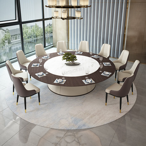电动餐桌大圆桌酒店饭店餐厅包厢桌椅组合圆形桌子大理石岩板定制