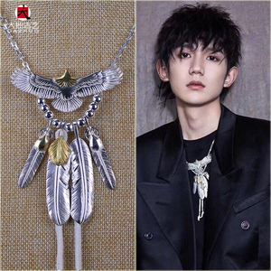 大拙手工银饰高桥吾郎goros老鹰羽毛项链925纯银男goros王源同款