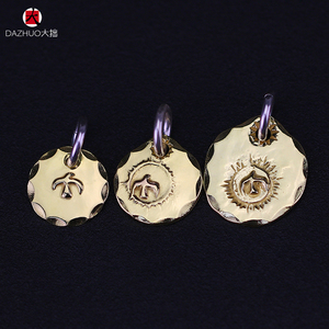 大拙高桥吾郎goros纯金18k金切边小金饼吊坠黄金goros项链小配饰